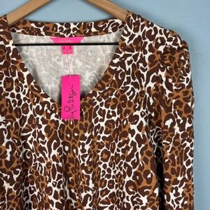 NEW Lilly Pulitzer Jansen V-Neck Sweater Women's Medium Favorite Spot Chocolate